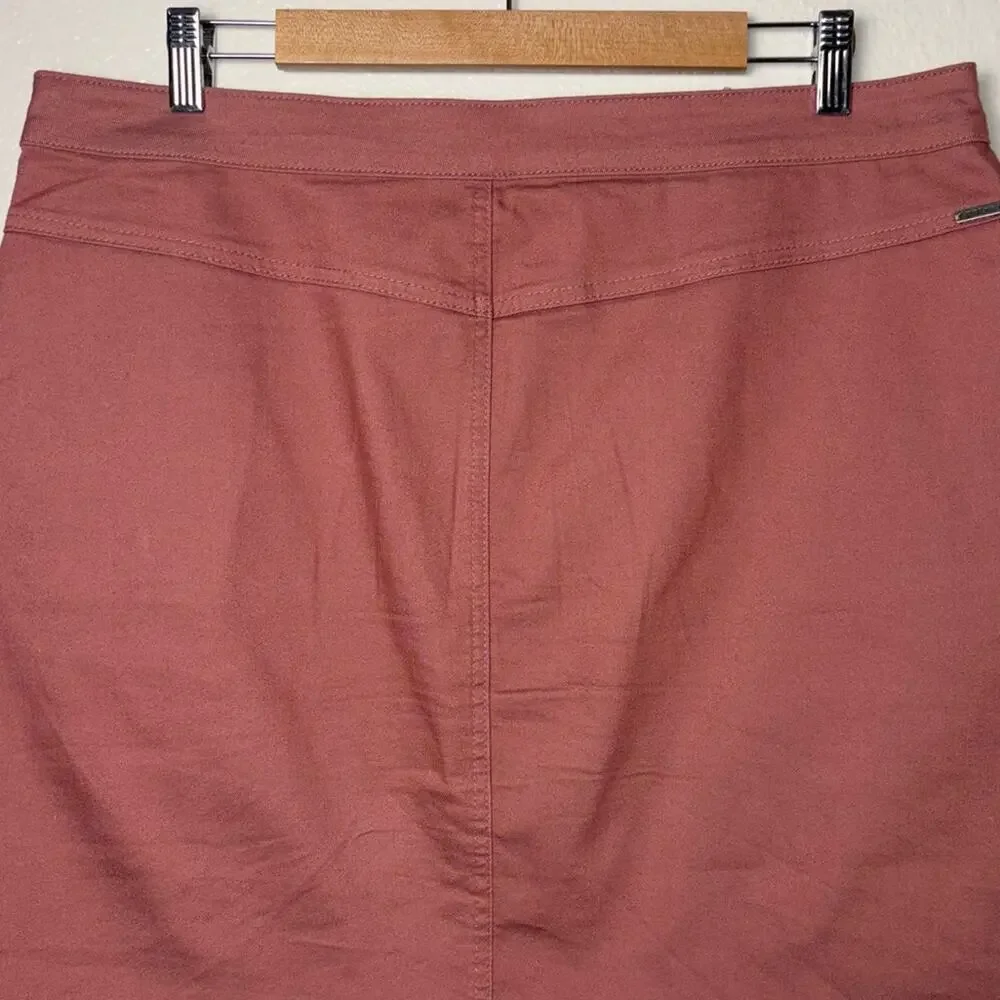Prana Kara skirt Women's Size 14 Lacquered Rose Pink Stretch Denim A-Line